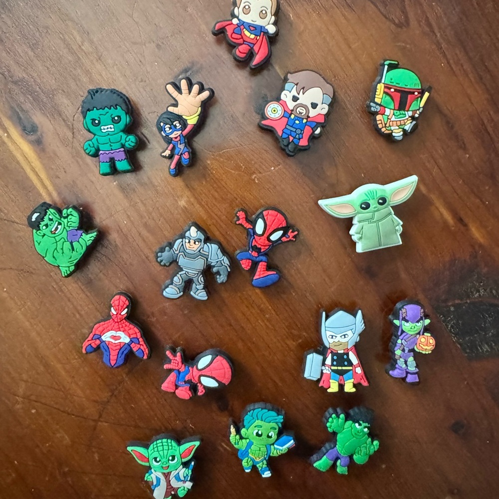 Marvel, Star Wars and Spiderman Superhero and Character shoe charms